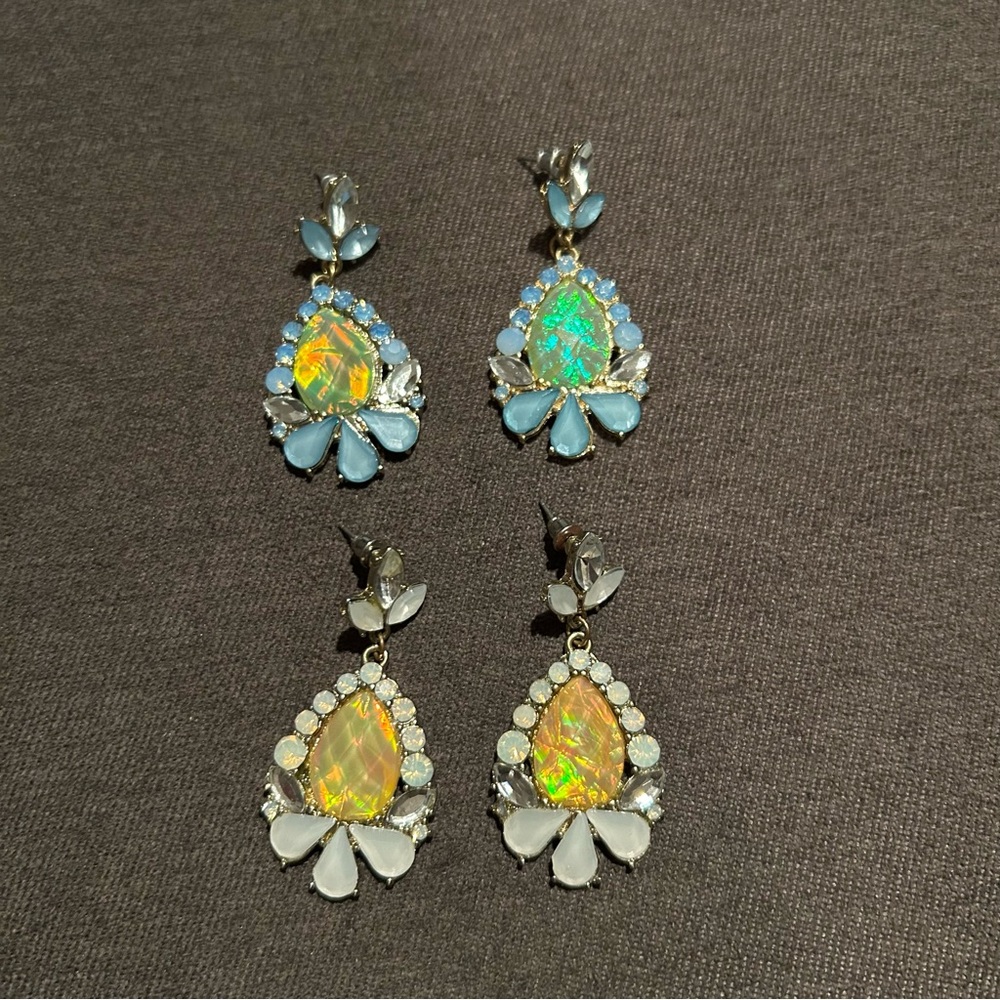 TWO Pairs of Statement Bejeweled Earrings